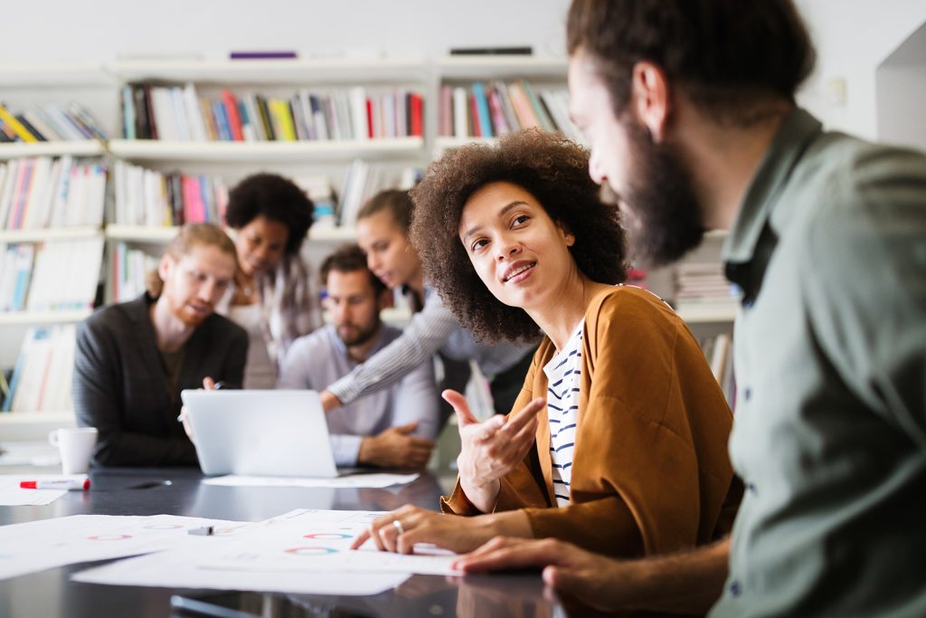 Business meeting and teamwork by business people in office